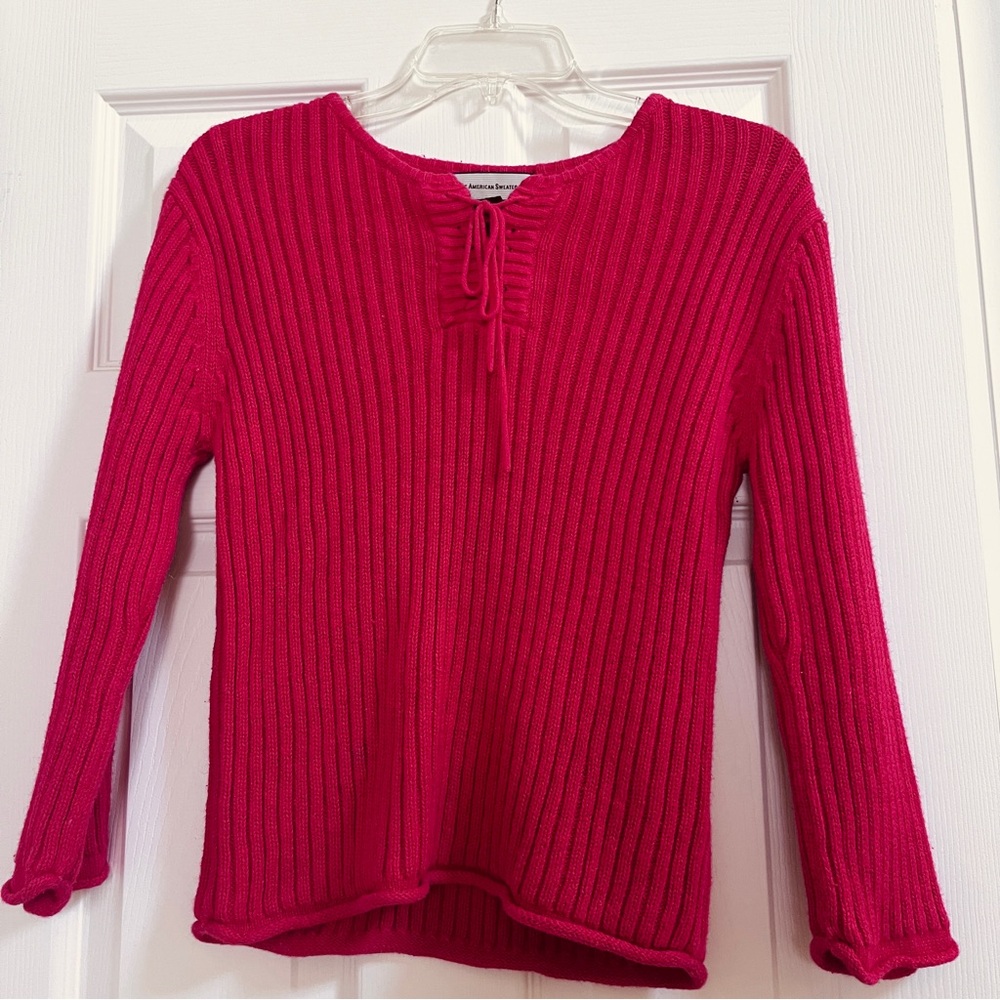 Girl’s Ribbed Red Sweater — Great American Sweater Co., Size M (10/12)